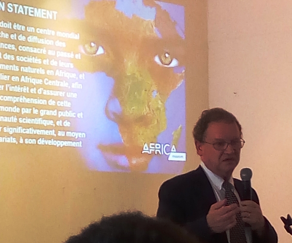 Guido Gryseels présentant la vision du MRAC sur la restitution des biens culturels à l’atelier tenu à l’ABA (Photo Adiac)