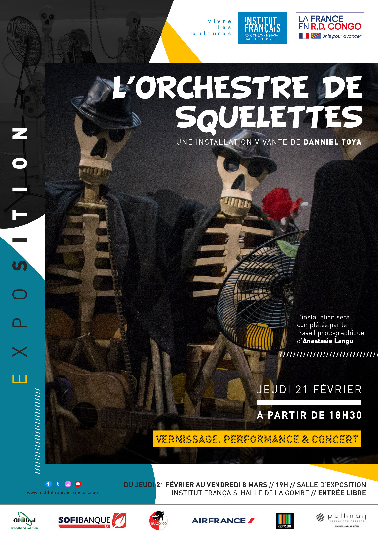 Photo 1 : L’orchestre de squelettes  Photo 2 : Danniel Toya et ses sculptures animées