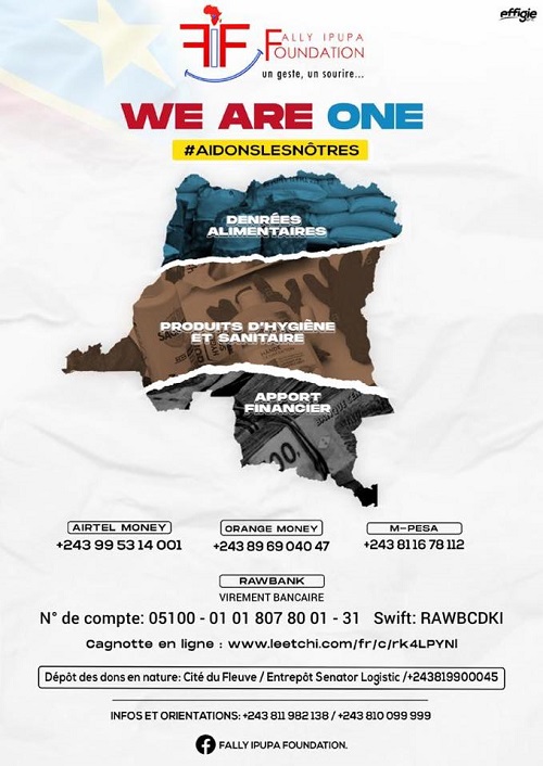 Fally Ipupa Fondation lance la campagne We Are One #AidonsLesNôtres