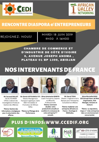 Visuel du voyage d'affaires juin 2019 CCEDI France en Côte d'Ivoire