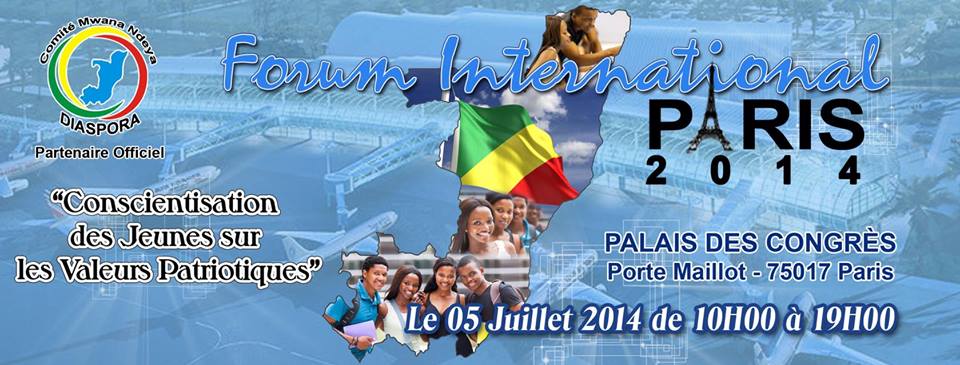 Visuel du Forum international 2014 sur a conscientisation de la jeunesse congolaise au Palais des congrès Paris Porte Maillot