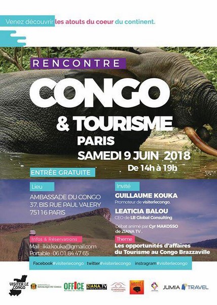 Visuel "Visiter le Congo" sur la rencontre du 09 juin 2018 à l'ambassade du Congo en France