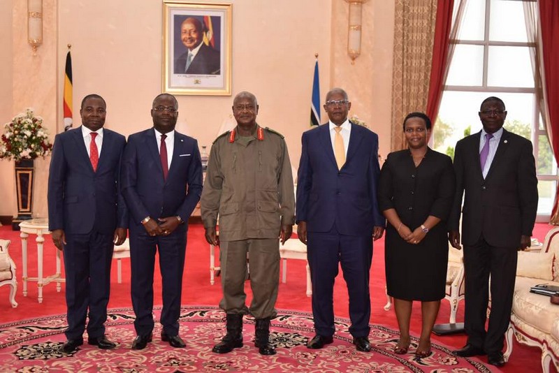Yoweri Museveni, président de la République d'Ouganda à l'issue de cérémonie de présentation des lettres de créance de l'ambassadeur du Congo, Guy Nestor Itoua