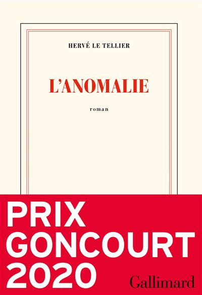 Visuel de la couverture du roman "L'anomalie" de l'écrivain Hervé Le Tellier, Prix Goncourt 2020