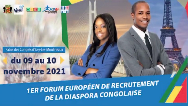Capture d'écran bande annonce 1er Forum de recrutement de la diaspora congolaise 2021 à Issy-les-Moulineaux