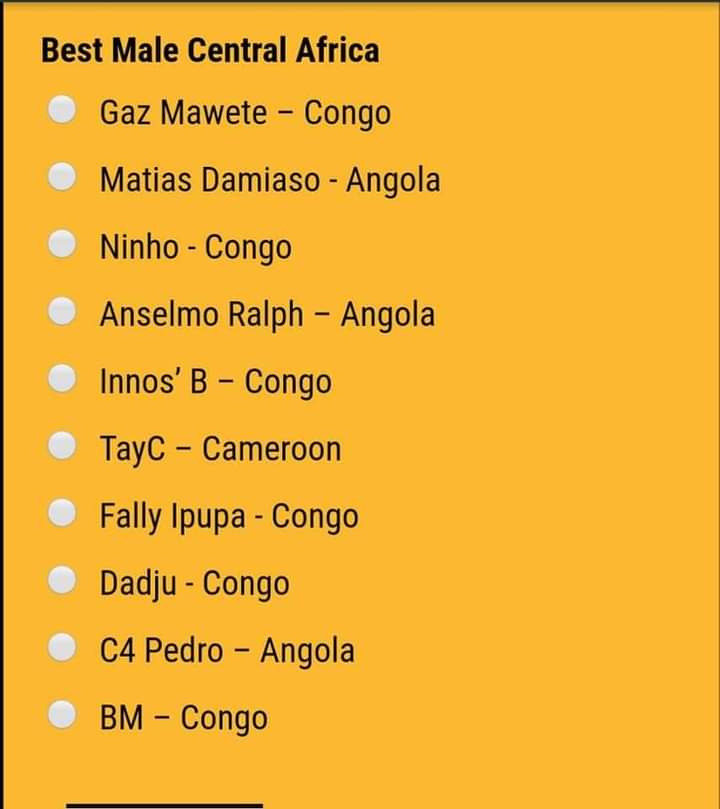 Six stars congolaises nominées dans la catégorie Meilleur chanteur de l'Afrique centrale à l’Afrimma 2020 (DR)