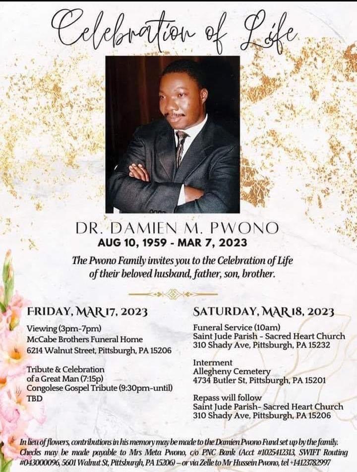 Le programme des obsèques du Dr Damien Pwono aux États-Unis (DR)