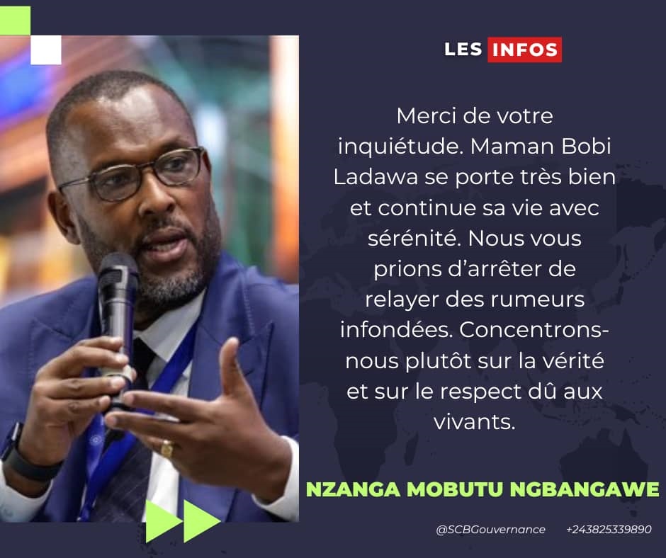 Photo  : Post de Nzanga Mobutu démentant le décès de Maman Bobi / DR