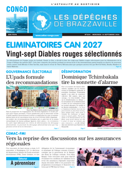 Les Dépêches de Brazzaville : Édition brazzaville du 16 septembre 2026
