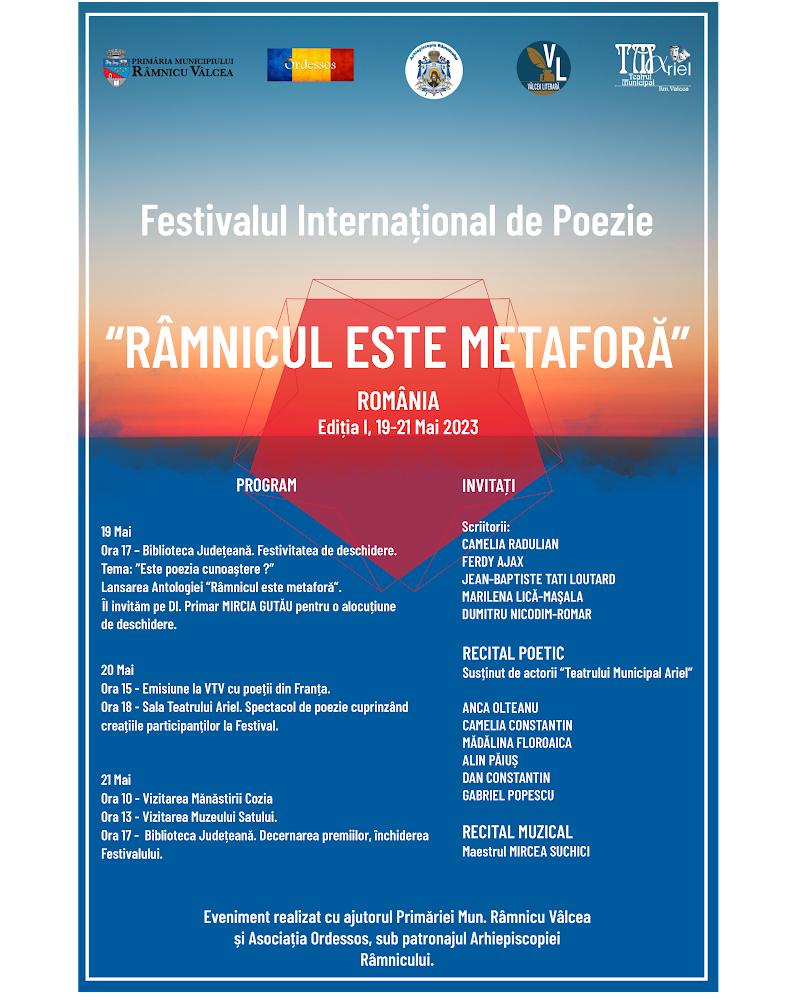 Affiche du 1er Festival international de poésie de Rîmnicq en Roumanie 