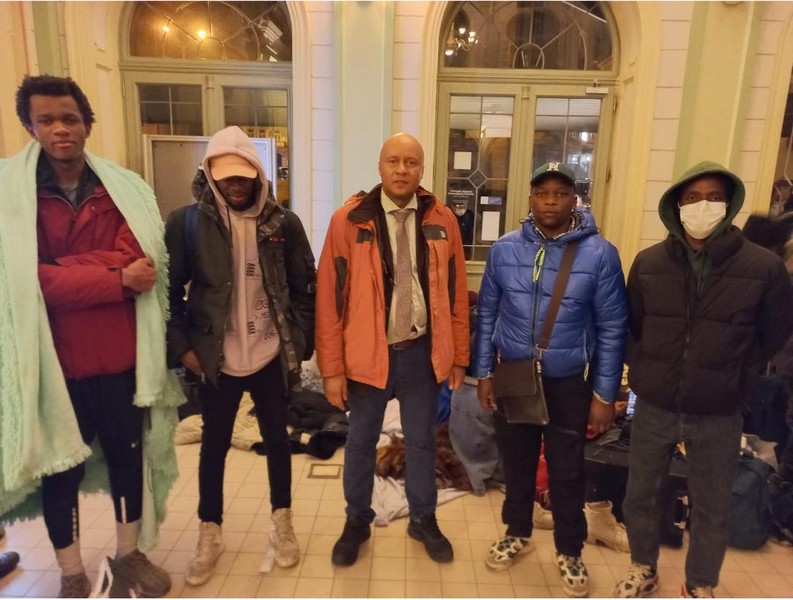 Congolais au camp de refugiés à la frontière Pologne-Ukraine
