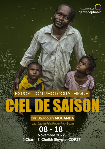 Affiche "Ciel de saison" de Baudouin Mouanda, participation à la COP27 sur le Pavillon de la Francophonie à Charm el-Cheikh, en Égypte