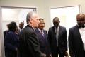Le président Denis Sassou N'Guesso escorté à son interview pour la chaine Africa today TV ©ADIAC