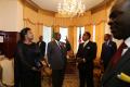 L'ambassadeur Serge Mombouli fait la visite de l'ambassade rénovée au président ©Adiac 