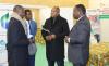 Claude Wilfrid Etoka PDG de la société Eco-Oil Energie SA en visite sur le stand COMIFAC aux côtés de Christian Martial Poos, Yhan Akono et Hamed Ugain Kaya Mikala