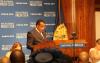 Le président Denis Sassou N'Guesso s'exprimant devant la presse et le corps diplomatique au National Press Club à Washington ©Adiac