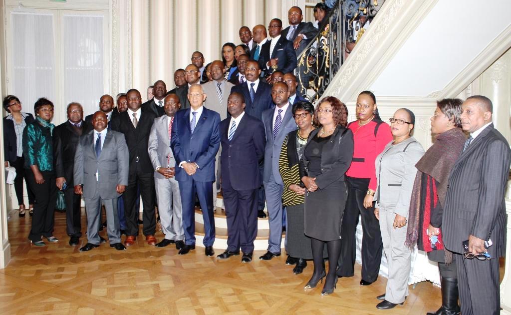 Corps diplomatique à la cérémonie d'échange de voeux 2015 dans la salle Verte de l'ambassade du Congo en France