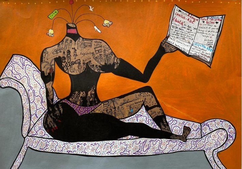 Visuel de présentation : Willys Kezi, « Tanga nde okoyeba » 2019 Acrylique Molotow et Posca sur papier